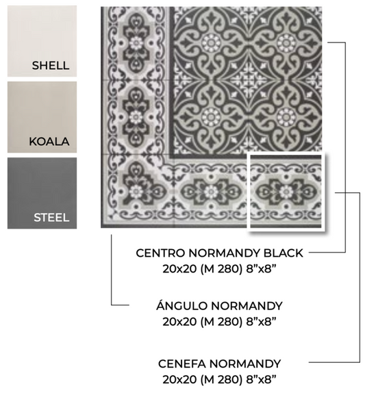 MAINZU Normandy Centro PT03778 Black 20 X 20