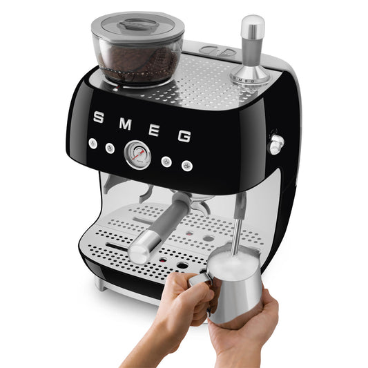 SMEG Espresso Machine 50'Style EGF03BLEU Glossy Black