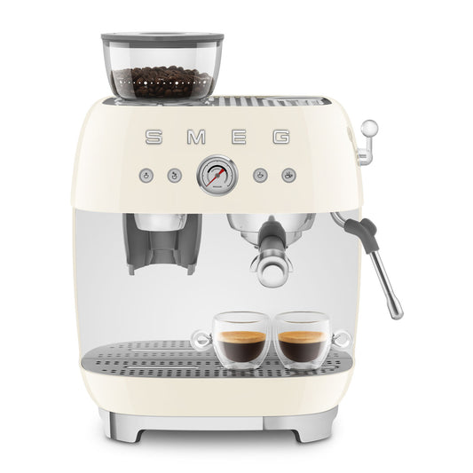 SMEG Espresso Machine 50'Style EGF03CREU Cream Gloss
