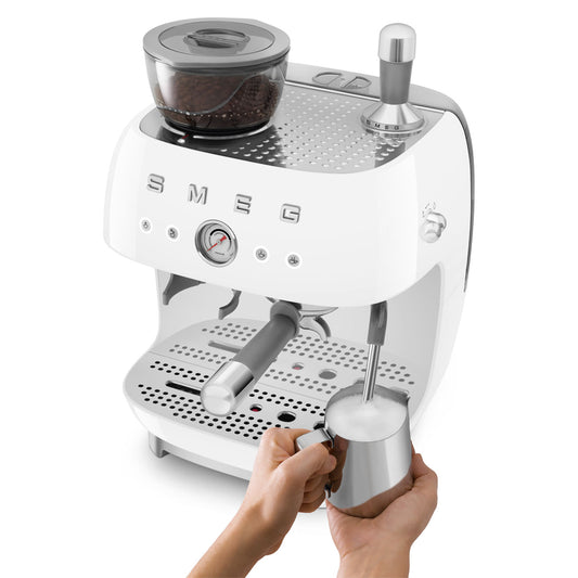 SMEG Espresso Machine 50'Style EGF03WHEU Glossy White