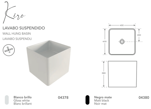 Fossil Natura Kiro Lavabo Suspendido 4380 Negro Mate