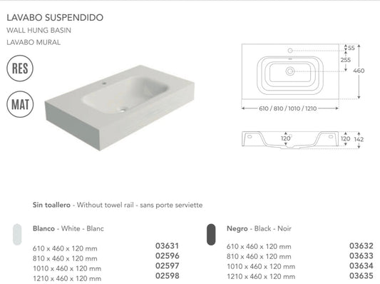 Fossil Natura Malik Lavabo Suspendido 3633 Negro Mate