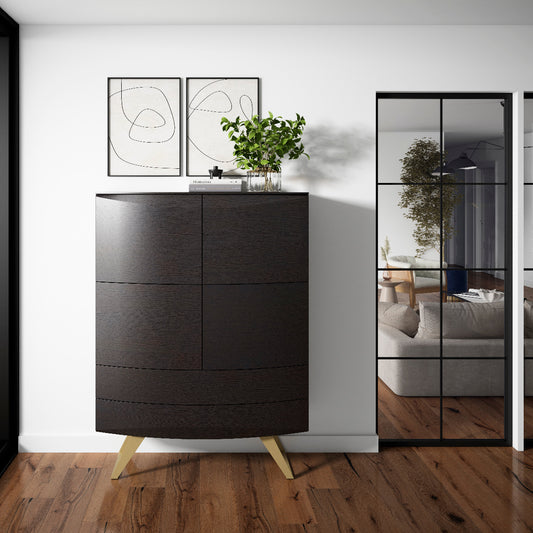 RODRI DISEÑO Vajillero DINÁMIKA CURVO 4P-2C/Madera Negro/Patas Metálicas