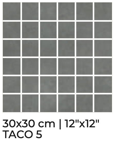 MYKONOS PRO-DESIGN MOSAICO (TACO 5X5) EN MALLA 7410 DARK GREY 30 X 30